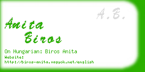 anita biros business card